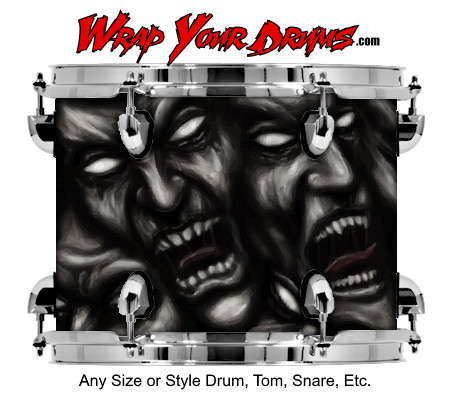 Buy Drum Wrap Dark Shadows Faces Drum Wrap
