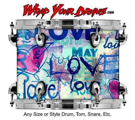 Buy Drum Wrap Graffiti Love Bright Drum Wrap